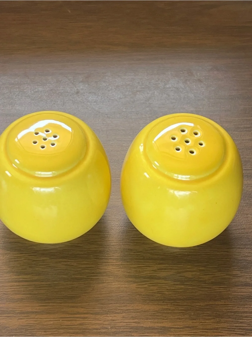 Vintage Round Yellow Ceramic Salt and Pepper Shakers